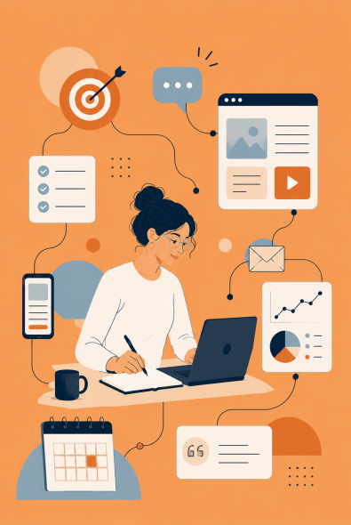 illustration vectorielle d'une femme travaillant sur son ordinateur